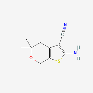 molecular formula C10H12N2OS B13931630 2-Amino-5,5-dimethyl-4,7-dihydro-5H-thieno[2,3-c]pyran-3-carbonitrile CAS No. 5705-28-2