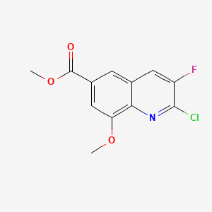 molecular formula C12H9ClFNO3 B13931691 Methyl 2-chloro-3-fluoro-8-methoxyquinoline-6-carboxylate 