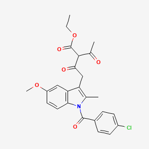 molecular formula C25H24ClNO6 B13931772 Butyric acid, 2-acetyl-4-(1-(p-chlorobenzoyl)-5-methoxy-2-methyl-3-indolyl)-3-oxo-, ethyl ester CAS No. 57846-36-3