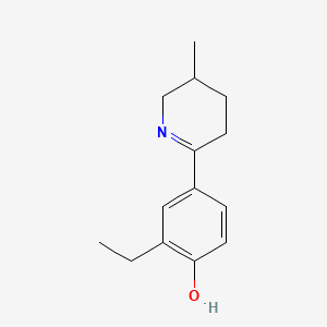 molecular formula C14H19NO B13931774 2-Ethyl-4-(3,4,5,6-tetrahydro-5-methyl-2-pyridinyl)phenol 