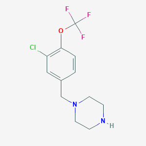 molecular formula C12H14ClF3N2O B1393179 1-{[3-Chloro-4-(trifluoromethoxy)phenyl]methyl}piperazine CAS No. 1240565-36-9