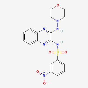 molecular formula C18H18N6O5S B13931791 n-(3-(Morpholinoamino)quinoxalin-2-yl)-3-nitrobenzenesulfonamide 