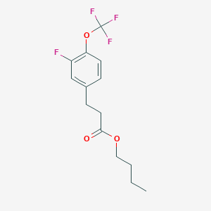 molecular formula C14H16F4O3 B13931802 3-(3-Fluoro-4-trifluoromethoxy-phenyl)-propionic acid butyl ester 