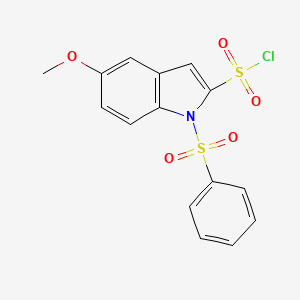 molecular formula C15H12ClNO5S2 B13931805 5-methoxy-1-(phenylsulfonyl)-1H-indole-2-sulfonyl chloride 