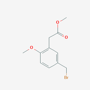 molecular formula C11H13BrO3 B13931817 Methyl 2-(5-(bromomethyl)-2-methoxyphenyl)acetate CAS No. 677775-74-5