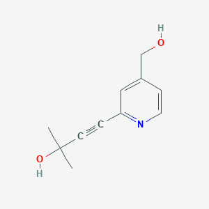 molecular formula C11H13NO2 B13931837 4-(4-(Hydroxymethyl)pyridin-2-yl)-2-methylbut-3-yn-2-ol 