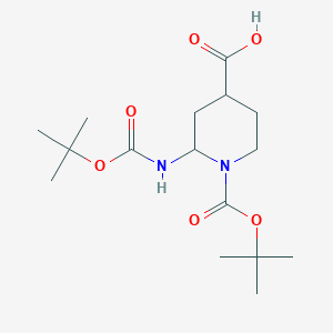 molecular formula C16H28N2O6 B1393184 1-[(tert-Butoxy)carbonyl]-2-{[(tert-butoxy)-carbonyl]amino}piperidine-4-carboxylic acid CAS No. 1246738-27-1