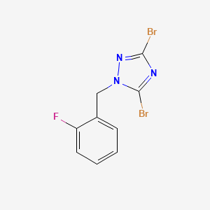 molecular formula C9H6Br2FN3 B1393185 3,5-Dibromo-1-[(2-fluorophenyl)methyl]-1H-1,2,4-triazole CAS No. 1240579-91-2