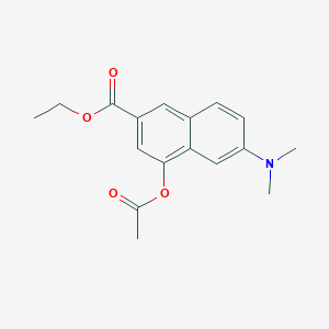 molecular formula C17H19NO4 B13931857 2-Naphthalenecarboxylic acid, 4-(acetyloxy)-6-(dimethylamino)-, ethyl ester 