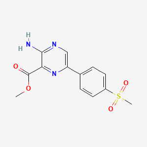 molecular formula C13H13N3O4S B1393188 Methyl 3-amino-6-(4-(methylsulfonyl)phenyl)pyrazine-2-carboxylate CAS No. 1232423-27-6