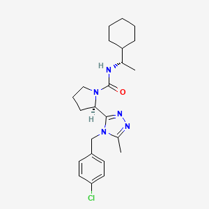 molecular formula C23H32ClN5O B13931881 (R)-2-(4-(4-chlorobenzyl)-5-methyl-4H-1,2,4-triazol-3-yl)-N-((S)-1-cyclohexylethyl)pyrrolidine-1-carboxamide CAS No. 1140490-47-6