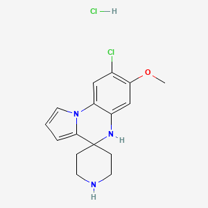 molecular formula C16H19Cl2N3O B1393191 8-Chloro-7-methoxy-4,5-dihydrospiro[pyrrolo(1,2-a)quinoxaline-4,4'-piperidine] hydrochloride CAS No. 1251950-63-6