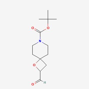 molecular formula C13H21NO4 B13931934 1-Oxa-7-azaspiro[3.5]nonane-7-carboxylic acid, 2-formyl-, 1,1-dimethylethyl ester CAS No. 203662-57-1