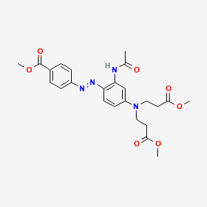 molecular formula C24H28N4O7 B13931983 Benzoic acid, 4-[[2-(acetylamino)-4-[bis(3-methoxy-3-oxopropyl)amino]phenyl]azo]-, methyl ester CAS No. 61038-97-9
