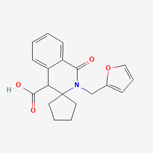 molecular formula C19H19NO4 B1393200 2'-(2-Furylmethyl)-1'-oxo-1',4'-dihydro-2'H-spiro[cyclopentane-1,3'-isoquinoline]-4'-carboxylic acid CAS No. 1232691-23-4