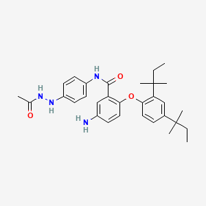 molecular formula C31H40N4O3 B13932003 Acetic acid, 2-[4-[[5-amino-2-[2,4-bis(1,1-dimethylpropyl)phenoxy]benzoyl]amino]phenyl]hydrazide CAS No. 63134-32-7