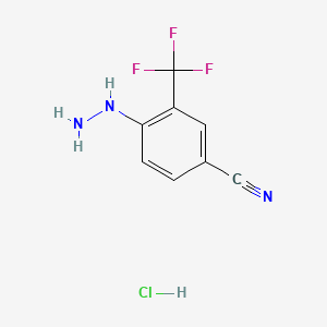 molecular formula C8H7ClF3N3 B13932031 1-(4-Cyano-2-(trifluoromethyl)phenyl)hydrazine hydrochloride 