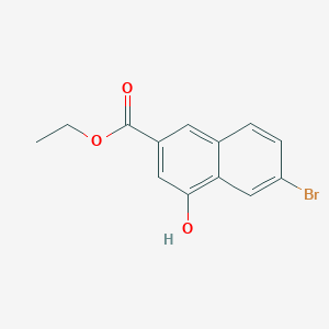 molecular formula C13H11BrO3 B13932226 6-Bromo-4-hydroxy-2-naphthalenecarboxylic acid ethyl ester 