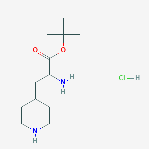 molecular formula C12H25ClN2O2 B13932228 Tert-butyl 2-amino-3-piperidin-4-ylpropanoate;hydrochloride 