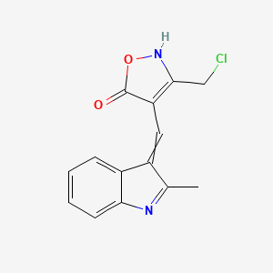 molecular formula C14H11ClN2O2 B1393224 (4E)-3-(Chloromethyl)-4-[(2-methyl-1H-indol-3-YL)-methylene]isoxazol-5(4H)-one CAS No. 1142199-82-3