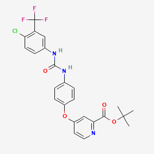 molecular formula C24H21ClF3N3O4 B13932263 Tert-butyl 4-(4-(3-(4-chloro-3-(trifluoromethyl)phenyl)ureido)phenoxy)picolinate 