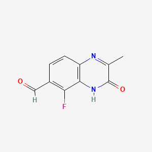 molecular formula C10H7FN2O2 B13932310 5-Fluoro-2-methyl-3-oxo-3,4-dihydroquinoxaline-6-carbaldehyde 