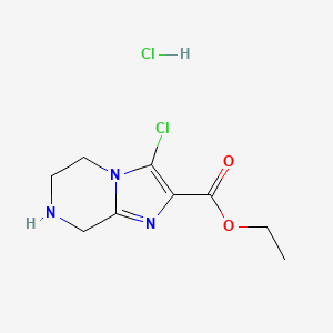 molecular formula C9H13Cl2N3O2 B1393232 Ethyl 3-chloro-5,6,7,8-tetrahydroimidazo[1,2-a]pyrazine-2-carboxylate hydrochloride CAS No. 1174069-17-0