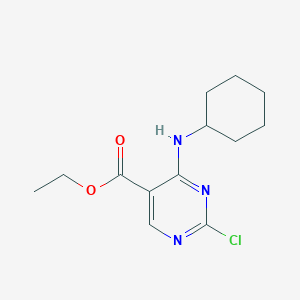 molecular formula C13H18ClN3O2 B13932346 Ethyl 2-chloro-4-(cyclohexylamino)-5-pyrimidinecarboxylate 