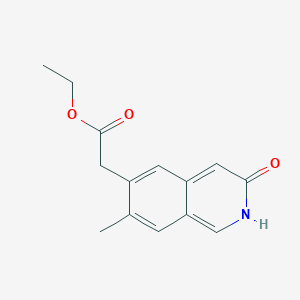 molecular formula C14H15NO3 B13932361 ethyl 2-(7-methyl-3-oxo-2H-isoquinolin-6-yl)acetate CAS No. 55329-69-6