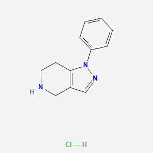 molecular formula C12H14ClN3 B1393238 1-Phenyl-4,5,6,7-tetrahydro-1H-pyrazolo[4,3-C]pyridine hydrochloride CAS No. 1075729-10-0