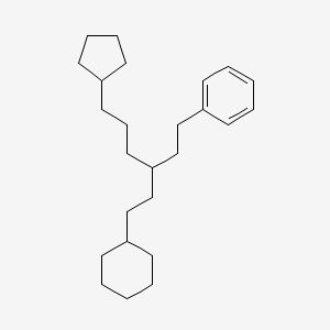 molecular formula C25H40 B13932417 Benzene, [3-(2-cyclohexylethyl)-6-cyclopentylhexyl]- CAS No. 55334-30-0