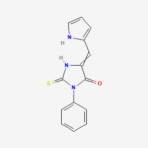 molecular formula C14H11N3OS B1393246 3-Phenyl-5-(1H-pyrrol-2-ylmethylidene)-2-sulfanylideneimidazolidin-4-one CAS No. 890546-87-9