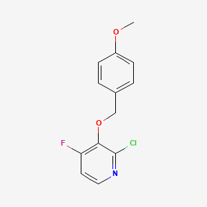 molecular formula C13H11ClFNO2 B13932492 2-Chloro-4-fluoro-3-((4-methoxybenzyl)oxy)pyridine 