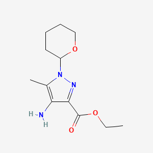 molecular formula C12H19N3O3 B13932535 Ethyl 4-amino-5-methyl-1-(tetrahydro-2H-pyran-2-yl)-1H-pyrazole-3-carboxylate 