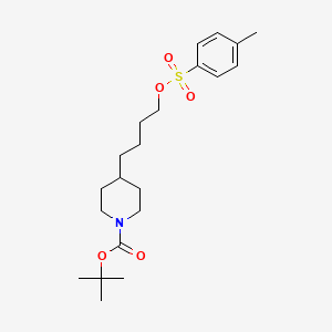 molecular formula C21H33NO5S B13932600 Tert-butyl 4-(4-(tosyloxy)butyl)piperidine-1-carboxylate 