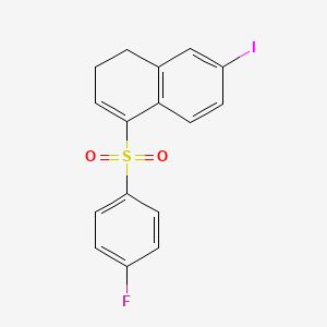 molecular formula C16H12FIO2S B13932652 4-((4-Fluorophenyl)sulfonyl)-7-iodo-1,2-dihydronaphthalene 