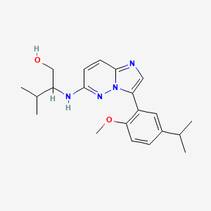 molecular formula C21H28N4O2 B13932664 2-(3-(5-Isopropyl-2-methoxyphenyl)imidazo[1,2-b]pyridazin-6-ylamino)-3-methylbutan-1-ol 