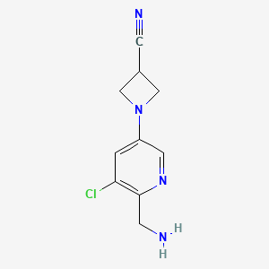 molecular formula C10H11ClN4 B13932719 1-(6-(Aminomethyl)-5-chloropyridin-3-yl)azetidine-3-carbonitrile 