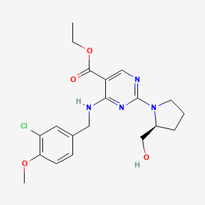 molecular formula C20H25ClN4O4 B1393272 (S)-Ethyl 4-((3-chloro-4-methoxybenzyl)amino)-2-(2-(hydroxymethyl)pyrrolidin-1-yl)pyrimidine-5-carboxylate CAS No. 330785-83-6