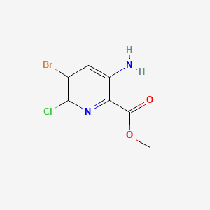 molecular formula C7H6BrClN2O2 B13932744 Methyl 3-amino-5-bromo-6-chloropicolinate 