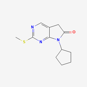 molecular formula C12H15N3OS B13932793 7-Cyclopentyl-2-(methylthio)-5,7-dihydro-6H-pyrrolo[2,3-D]pyrimidin-6-one 
