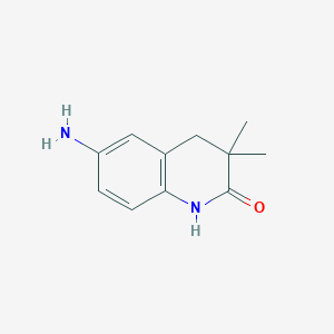 molecular formula C11H14N2O B13932819 6-Amino-3,3-dimethyl-3,4-dihydroquinolin-2(1H)-one 