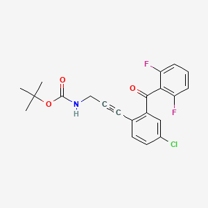 molecular formula C21H18ClF2NO3 B1393283 tert-Butyl (3-(4-chloro-2-(2,6-difluorobenzoyl)phenyl)prop-2-yn-1-yl)carbamate CAS No. 869366-03-0