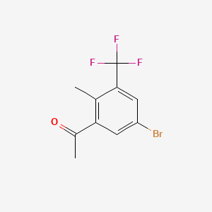 molecular formula C10H8BrF3O B13932836 1-[5-bromo-2-methyl-3-(trifluoromethyl)phenyl]Ethanone 