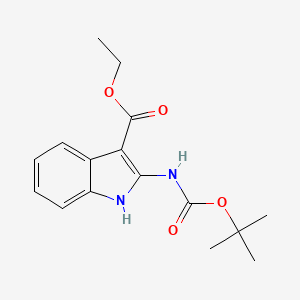 molecular formula C16H20N2O4 B1393289 Ethyl 2-((tert-butoxycarbonyl)amino)-1H-indole-3-carboxylate CAS No. 1160995-04-9