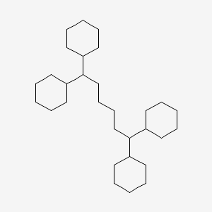 molecular formula C30H54 B13932924 Cyclohexane, 1,1',1'',1'''-(1,6-hexanediylidene)tetrakis- CAS No. 55281-91-9
