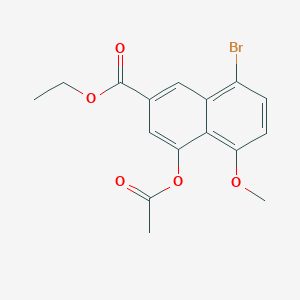 molecular formula C16H15BrO5 B13932947 2-Naphthalenecarboxylic acid, 4-(acetyloxy)-8-bromo-5-methoxy-, ethyl ester 