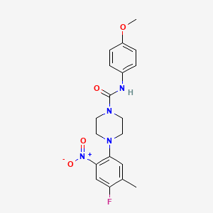 molecular formula C19H21FN4O4 B1393295 4-(4-氟-5-甲基-2-硝基苯基)-N-(4-甲氧基苯基)哌嗪-1-甲酰胺 CAS No. 1262222-60-5