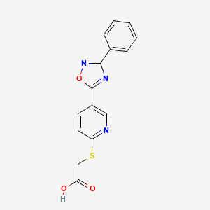 molecular formula C15H11N3O3S B1393298 {[5-(3-Phenyl-1,2,4-oxadiazol-5-yl)pyridin-2-yl]sulfanyl}acetic acid CAS No. 1325307-43-4