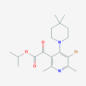 molecular formula C19H27BrN2O3 B13933034 Isopropyl 2-(5-bromo-4-(4,4-dimethylpiperidin-1-yl)-2,6-dimethylpyridin-3-yl)-2-oxoacetate 